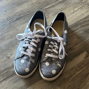 Sperry chambray and white polka dot sneakers, sz 8